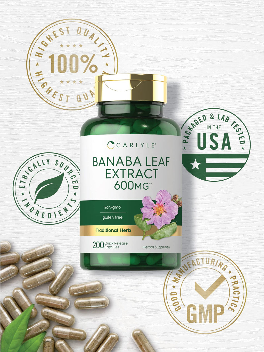 Carlyle Banaba Leaf Extract Capsules - 200 Count - image 5