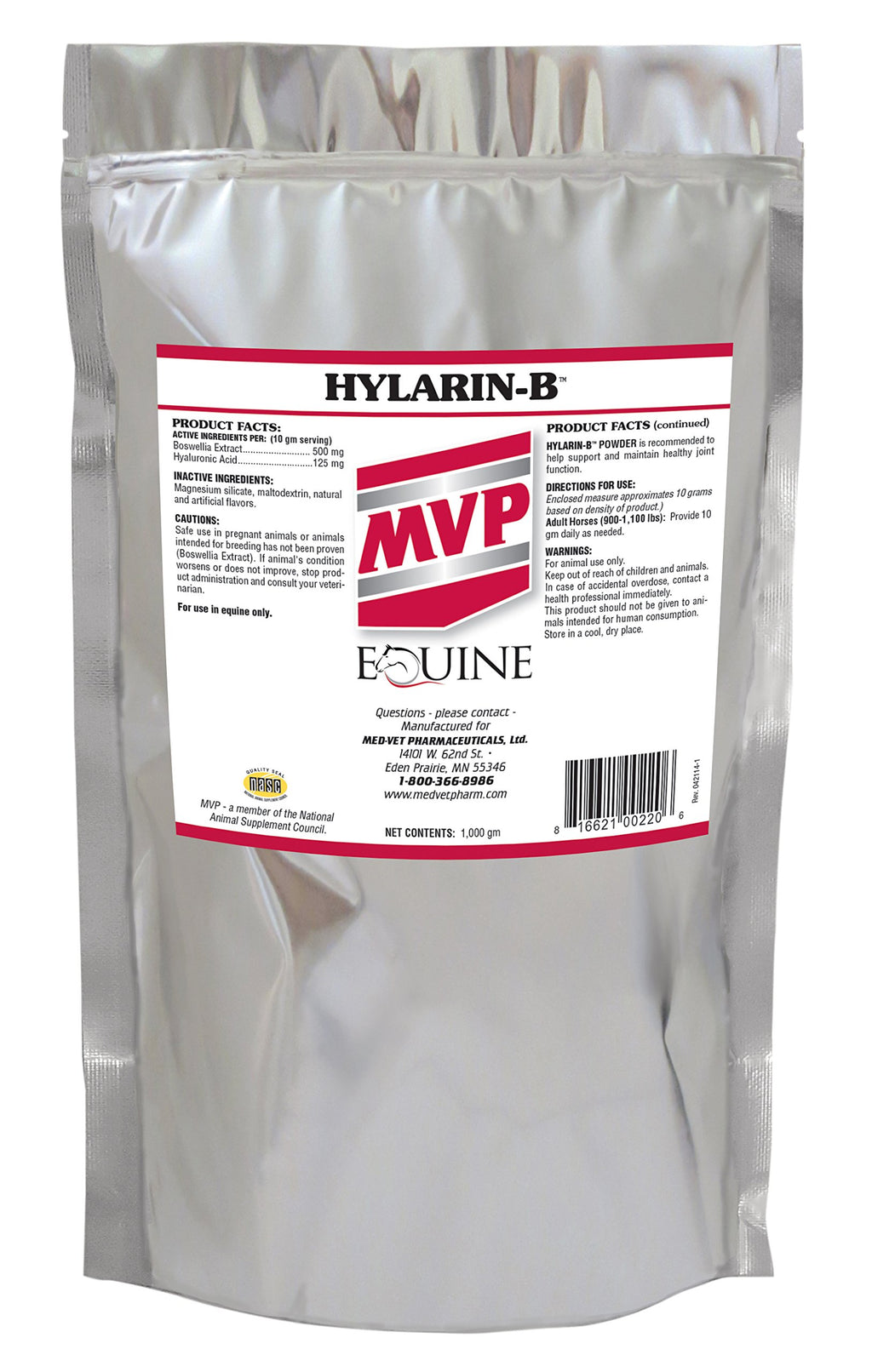 MVP Hylarin-B Powder for Joint Integrity Support in Horses - 100 Servings