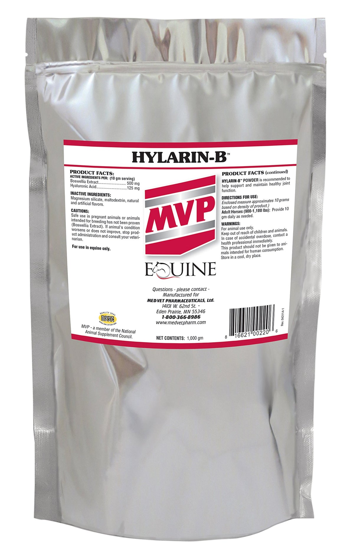 MVP Hylarin-B Powder for Joint Integrity Support in Horses - 100 Servings