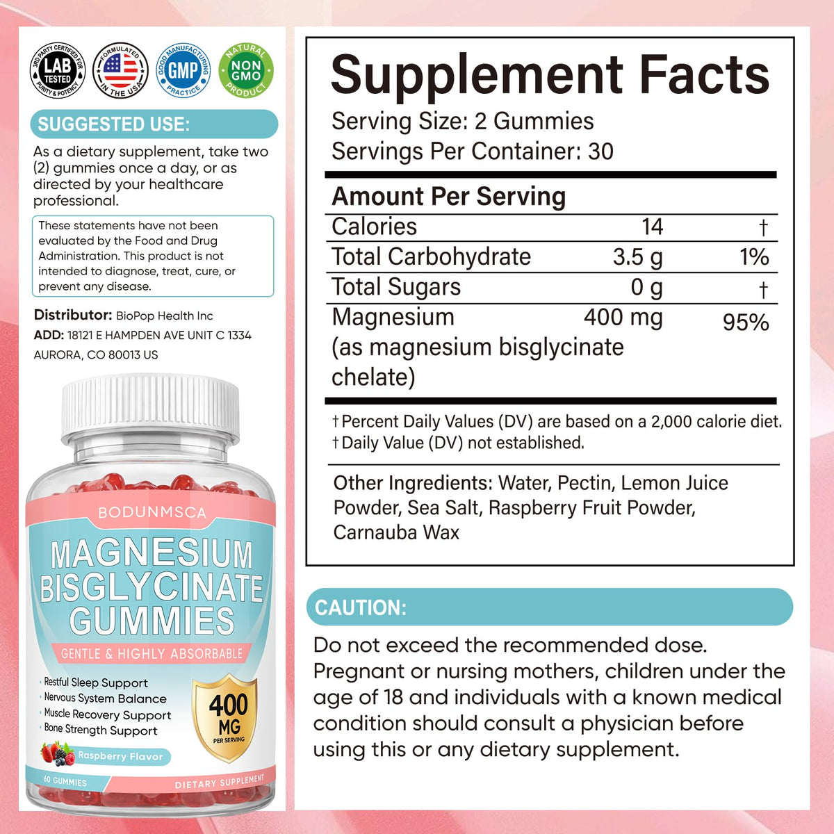 BODUNMSCA Magnesium Bisglycinate Gummies 400mg - 120 Gummies - image 8