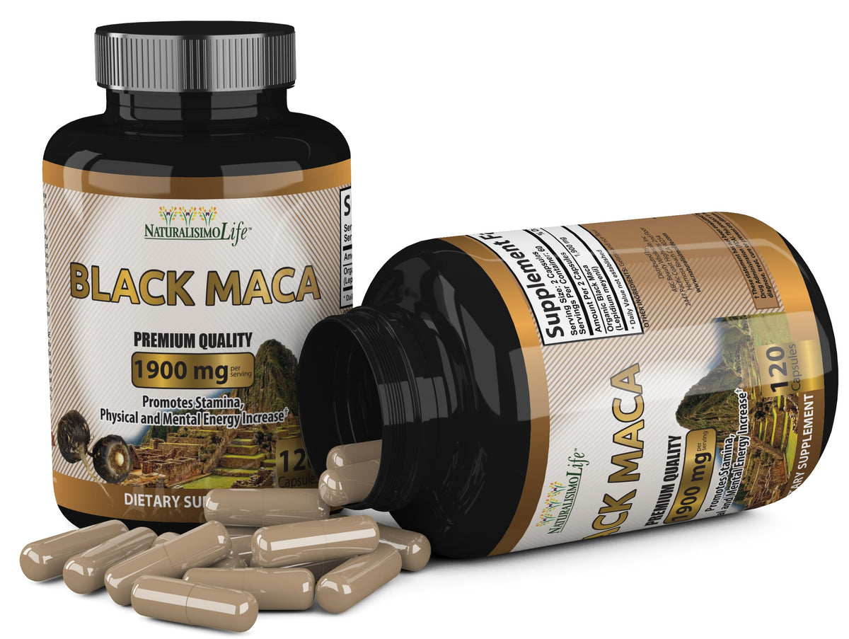NaturalisimoLife Organic Black Maca 1,900 mg Natural Energy - 120 Capsules - image 3