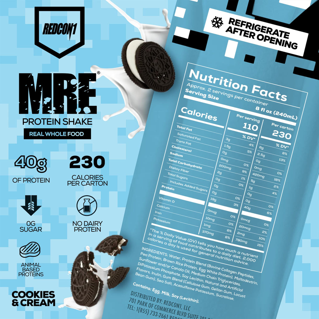 REDCON1 MRE Ready to Drink Protein Shake Cookies & Cream - 12 Pack - image 3