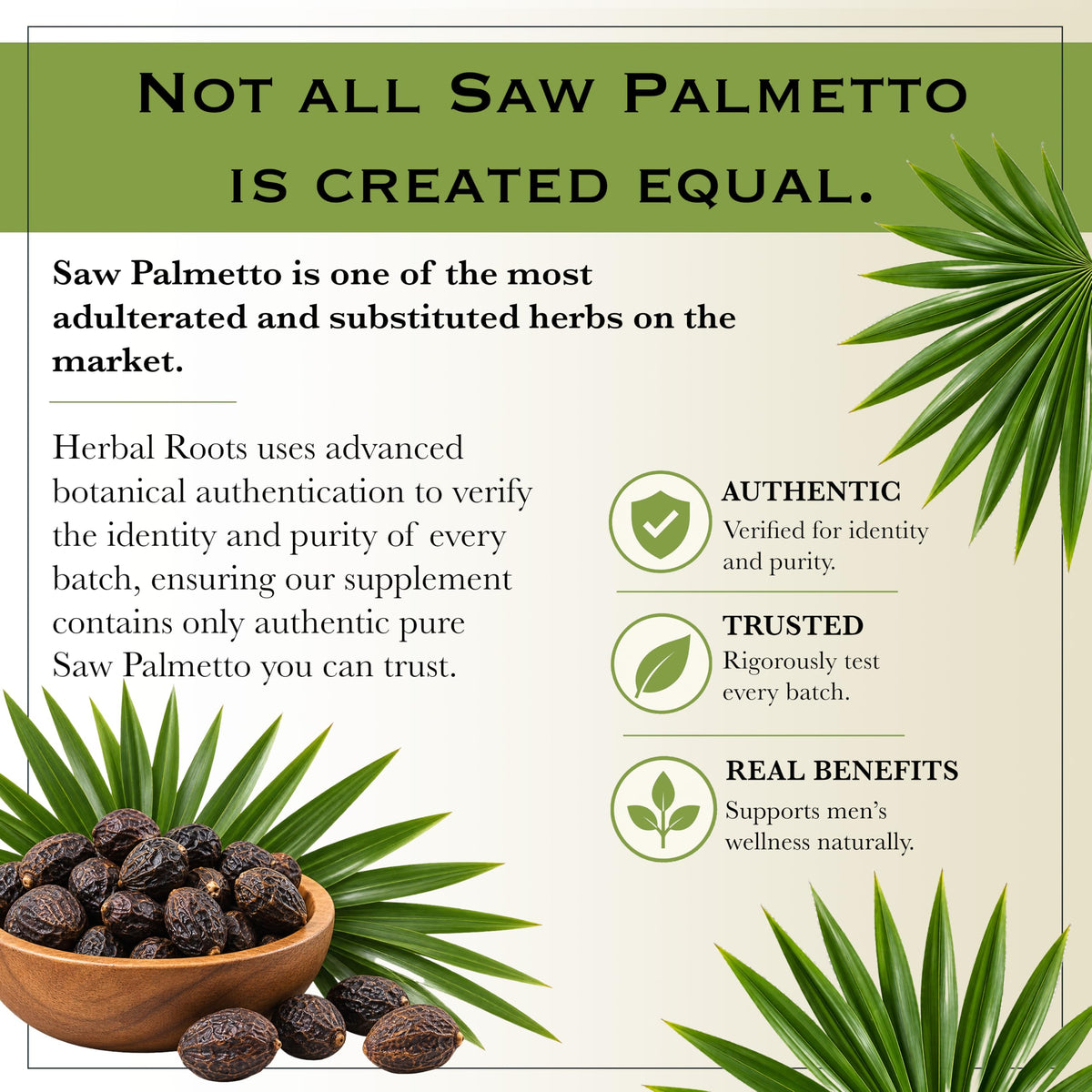 Herbal Roots Organic Saw Palmetto Supplement - 60 Vegan Capsules - image 5