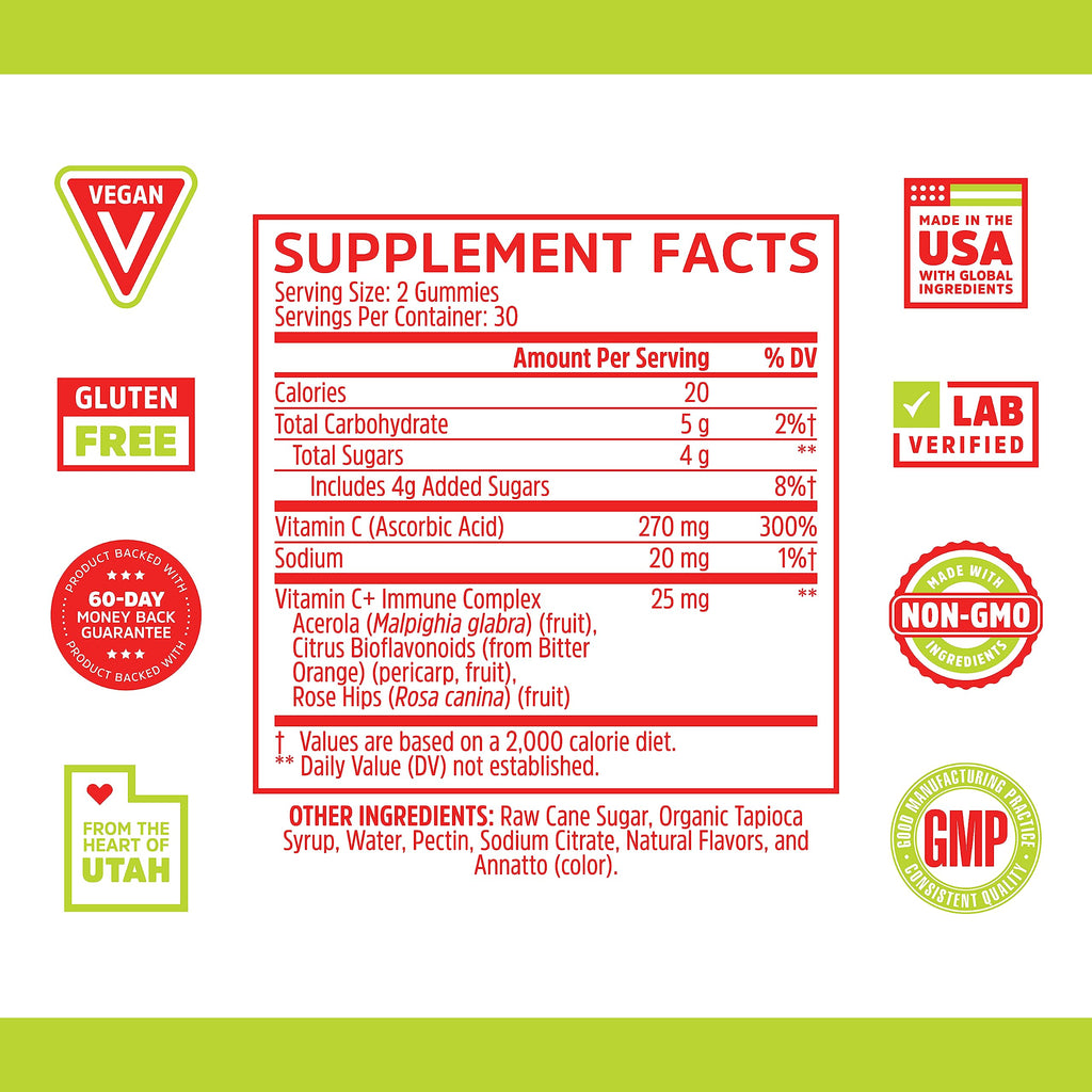ZHOU Vitamin C+ Gummies for Immune Support - 60 Vegan Gummies - image 2