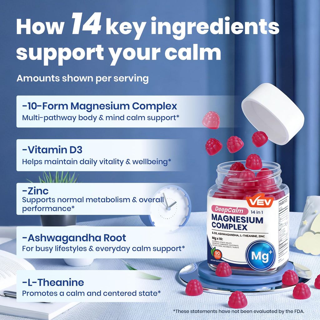 VEV Deep Calm Magnesium Complex Gummies - 90 Count - image 4