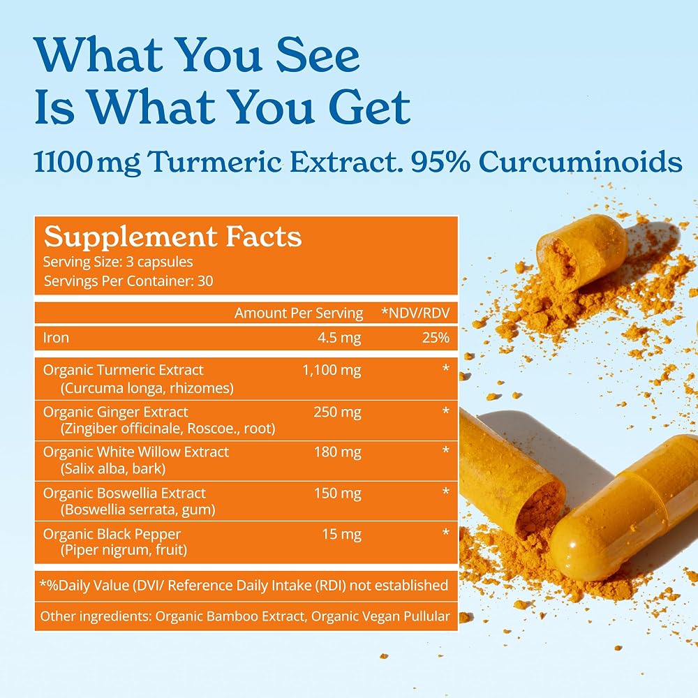 Calgee Organic Turmeric Curcumin Joint Support - 90 Capsules - image 5