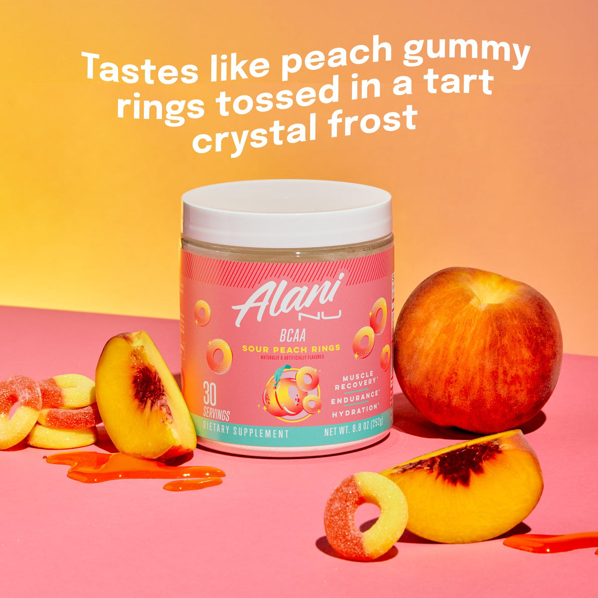 Alani Nu BCAA Sour Peach Ring Powder Muscle Recovery - 30 Servings - image 3