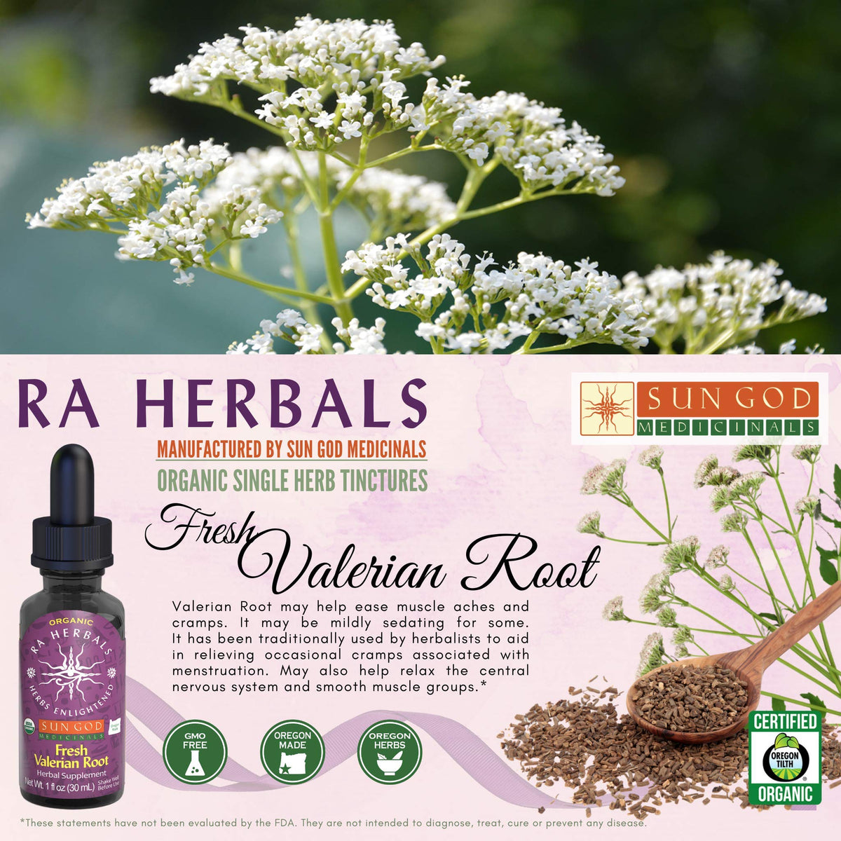 Sun God Medicinals Ra Herbals Valerian Root Liquid Extract for Relaxation - image 3
