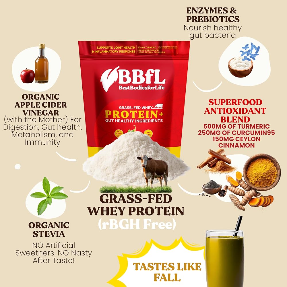BBfL Grass-Fed Whey Protein Shake with Turmeric - 15 Servings - image 2