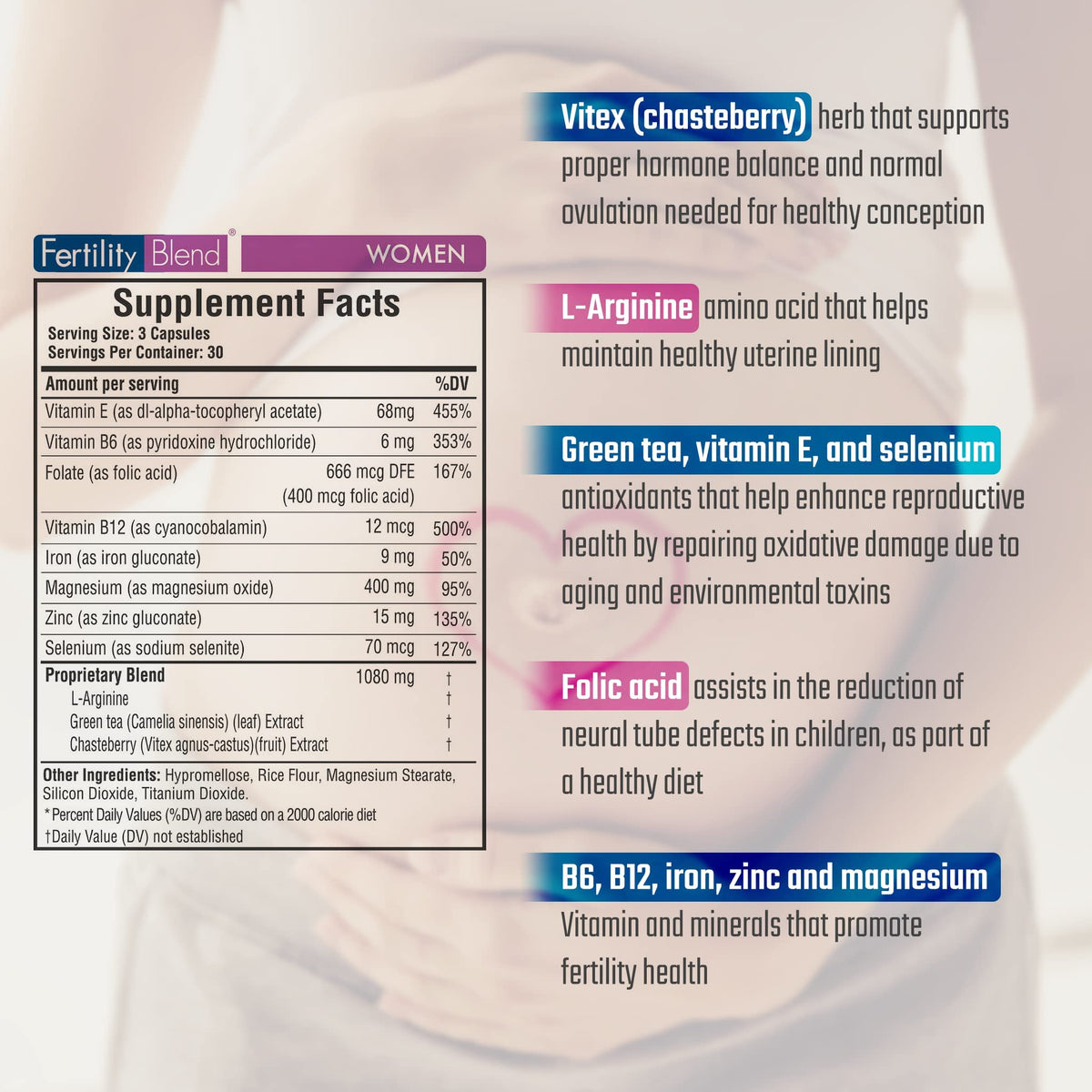 Fertility Blend for Women Fertility Supplement - 90 Vegetarian Capsules - image 2