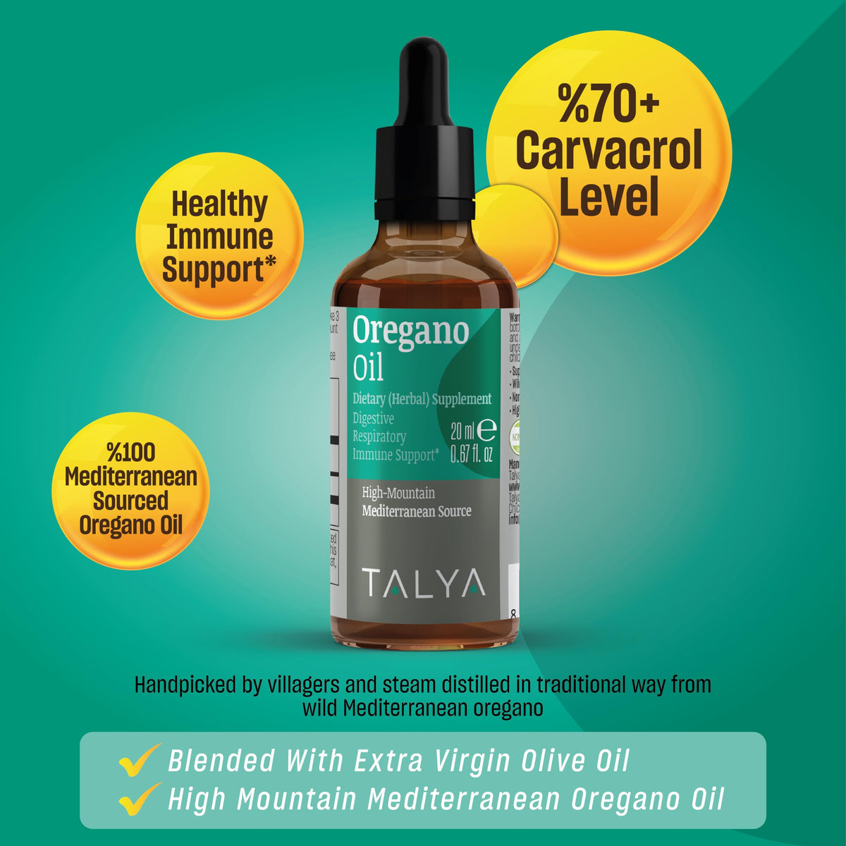 TALYA Oregano Oil Immune Support Liquid - 0.68 fl oz - image 2