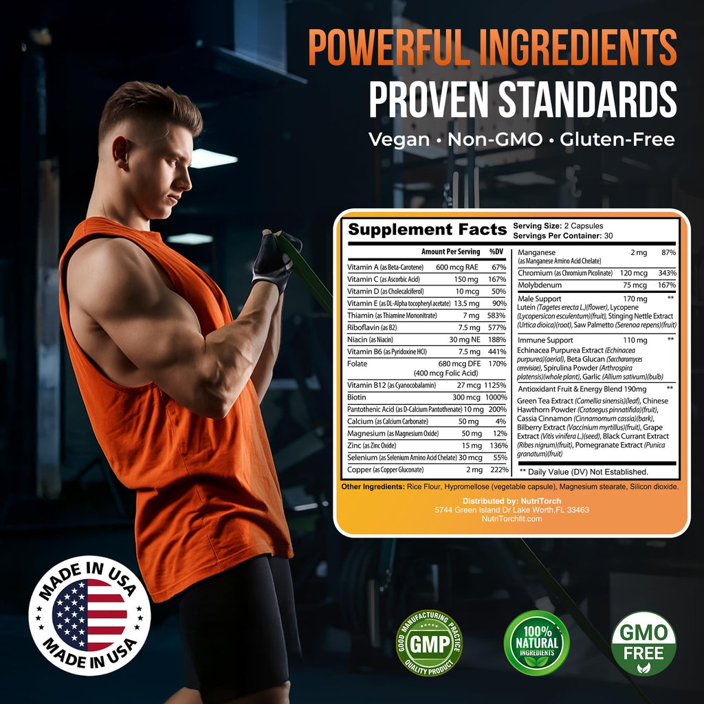 NutriTorch Multivitamin for Men with Vitamins A, C & D - 60 Capsules - image 6
