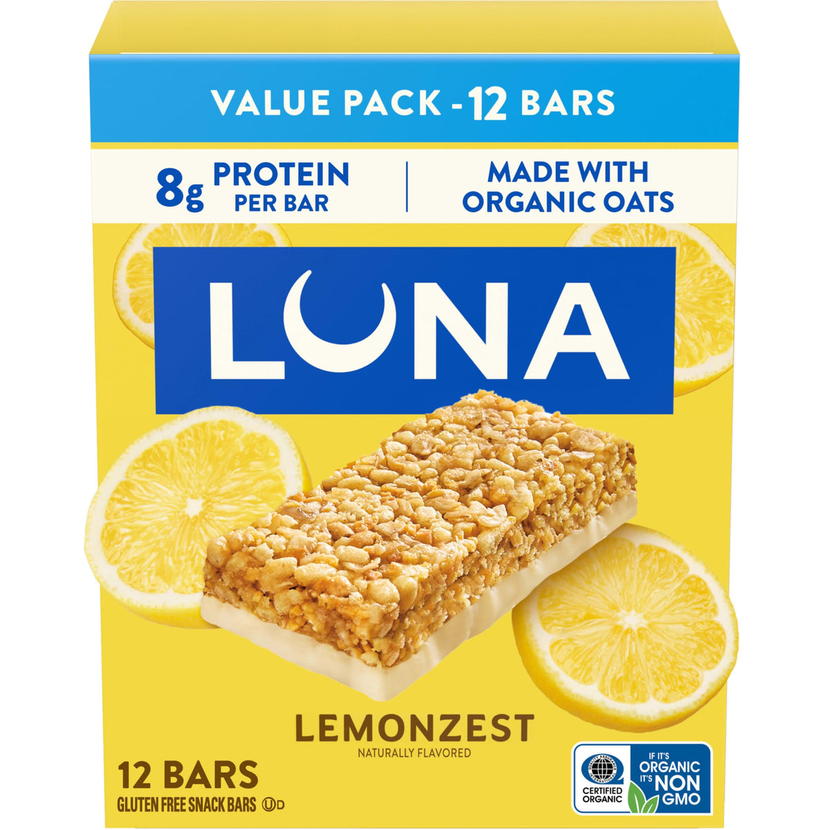 Luna Bar LemonZest Gluten Free Protein Bars - 12 Count