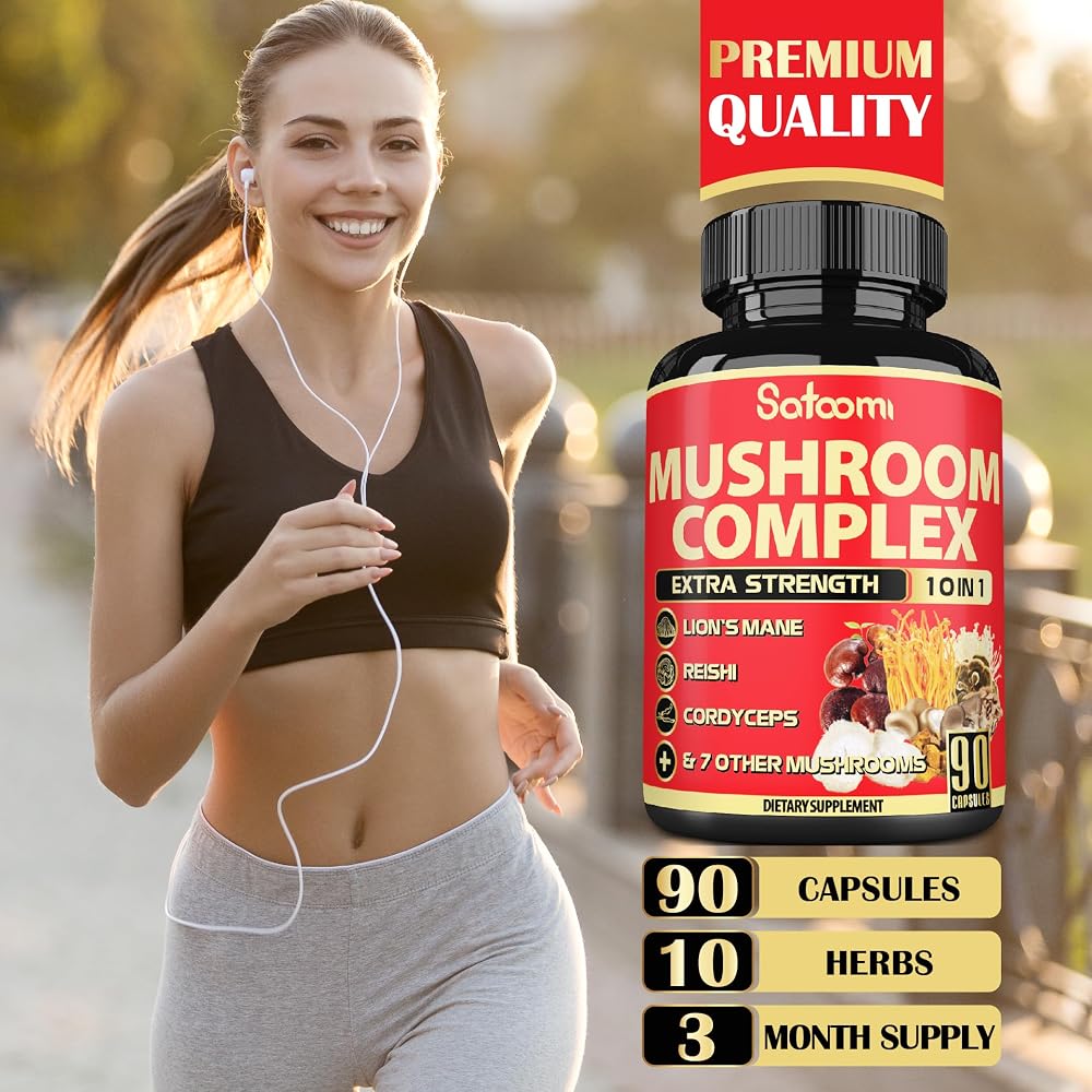 Satoomi Mushroom Complex Supplements Capsules - Blends with Lions Mane