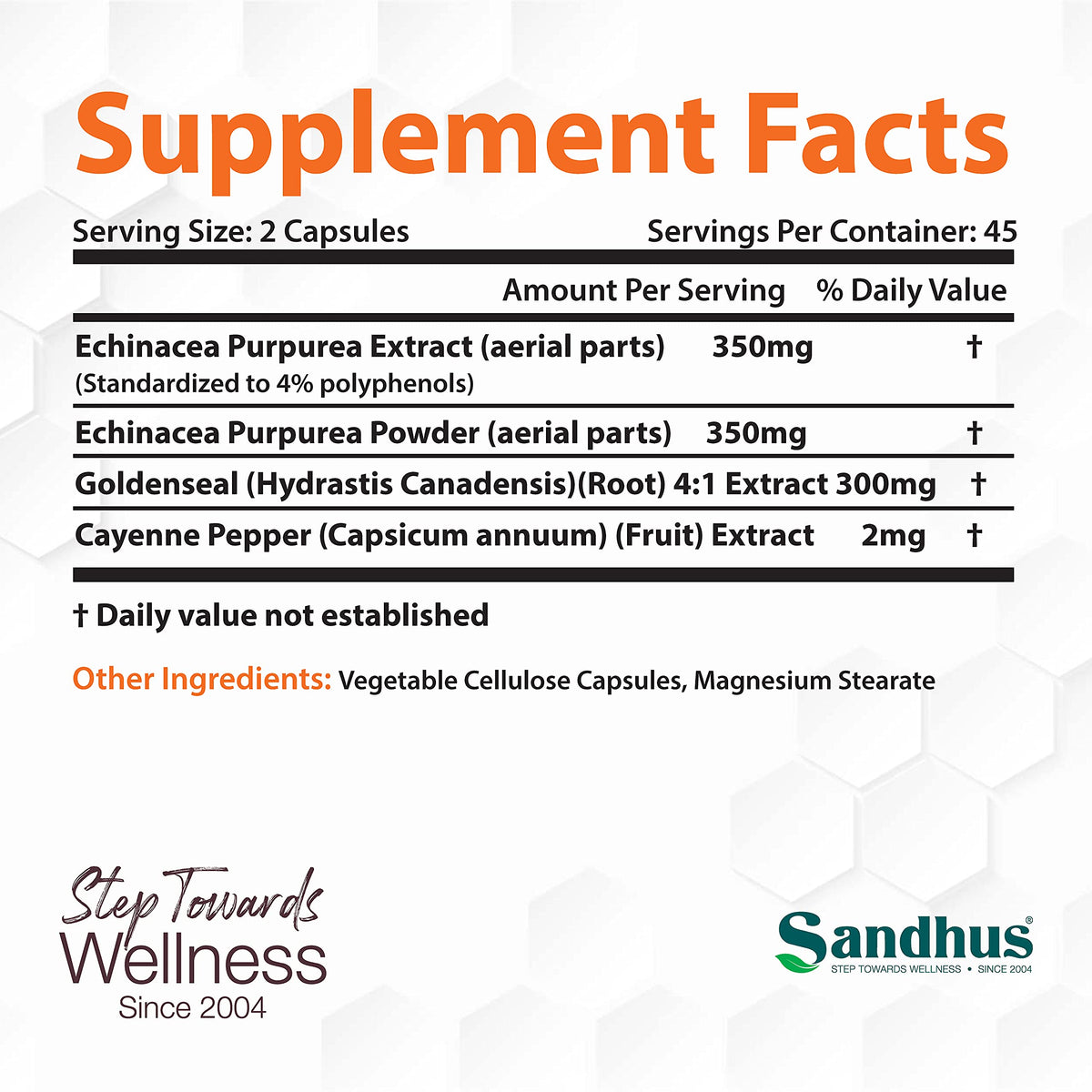 Sandhu's Echinacea Goldenseal Immune Booster - 90 Vegetarian Capsules - image 2