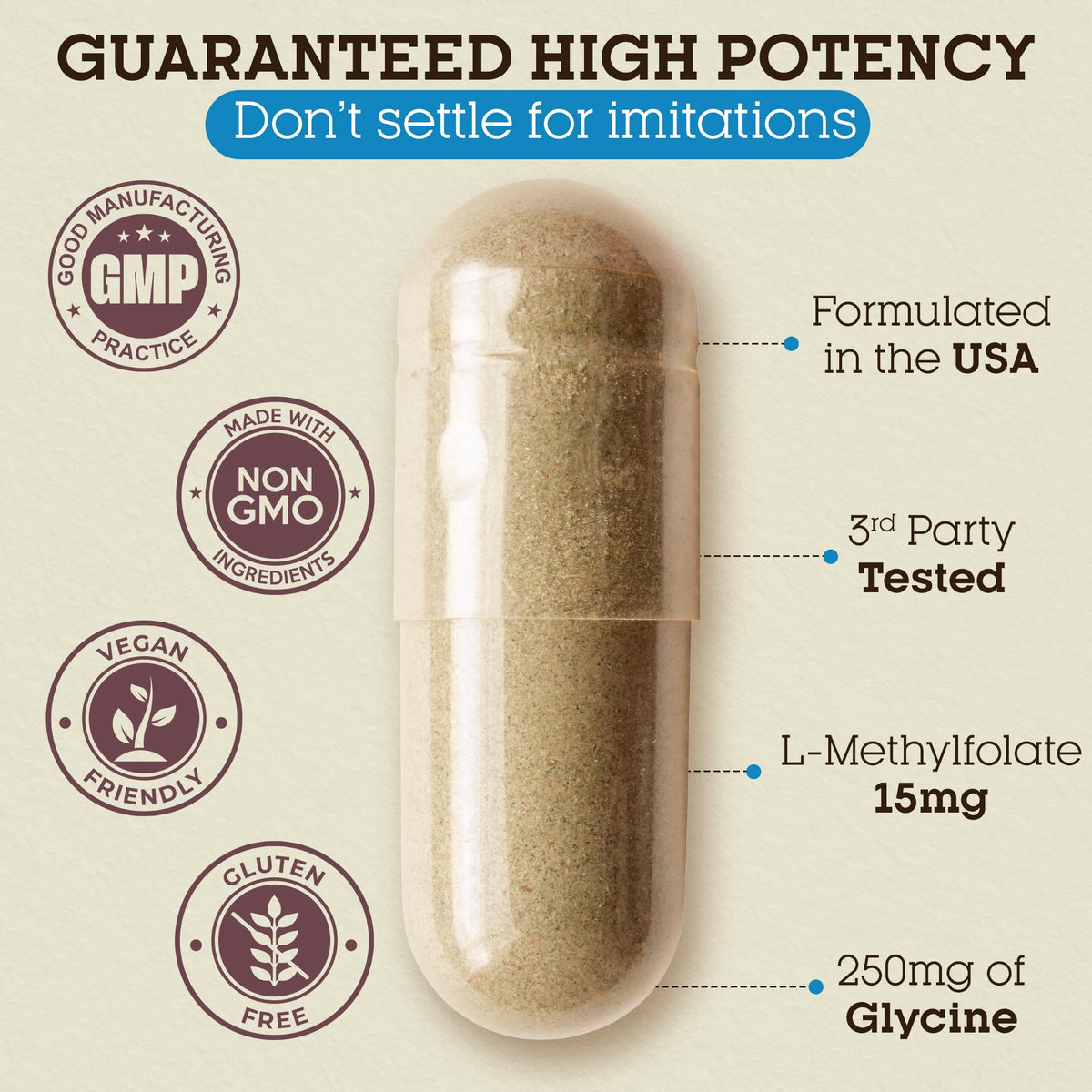 Teraputics L-Methylfolate 15mg Brain Support - 120 Vegan Capsules - image 3
