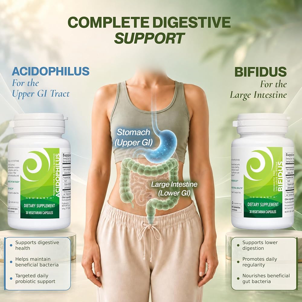 New Earth Bifidus Probiotic for Lower GI Support - 30 Capsules - image 3