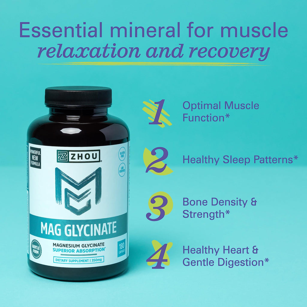 ZHOU Magnesium Glycinate 350mg for Sleep - 180 Capsules - image 2