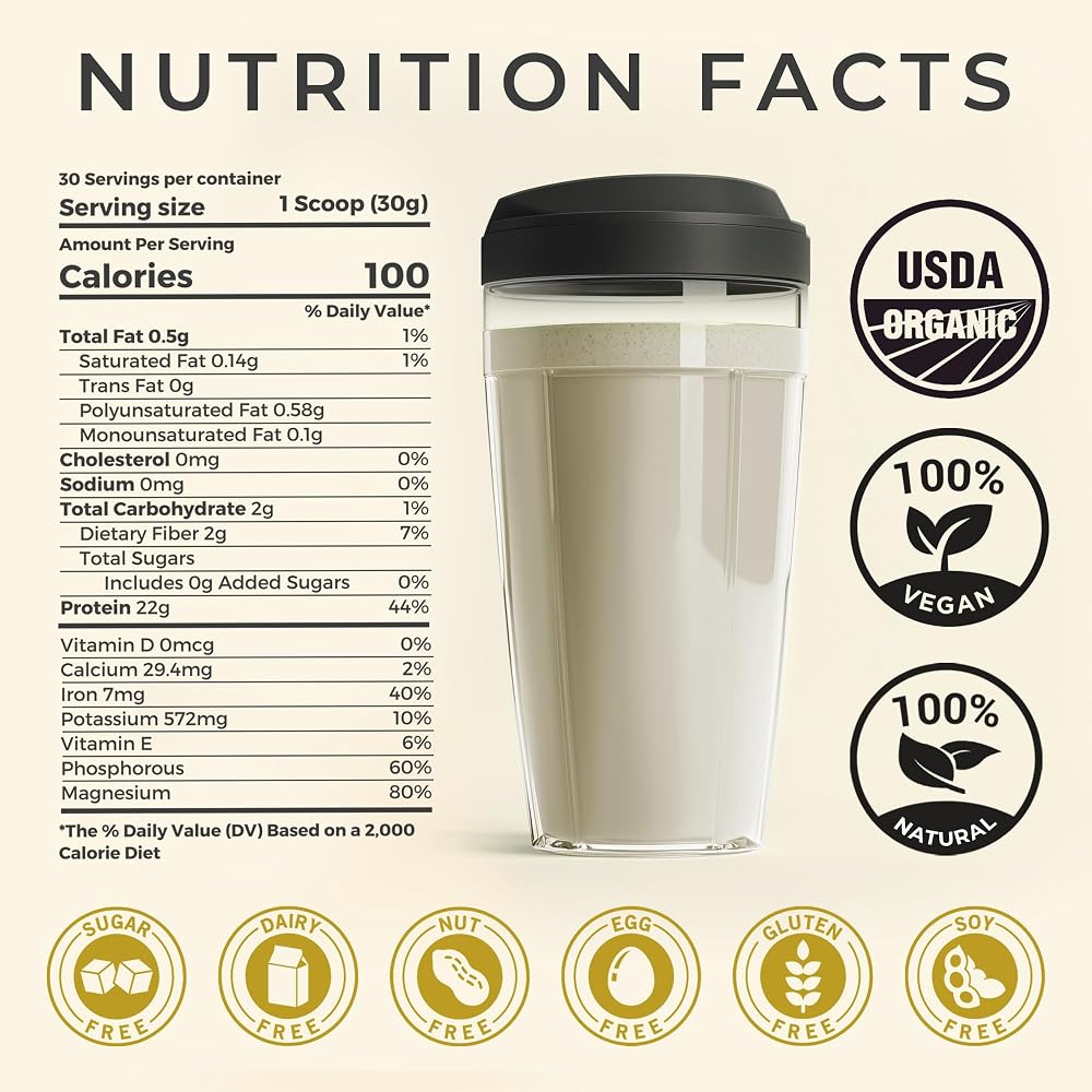 TUPAXA USDA Organic Hemp Protein Powder for Women & Men - Unflavored