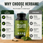 HerbaMe Mullein Leaf 1000mg Lung Support - 120 Capsules - image 5