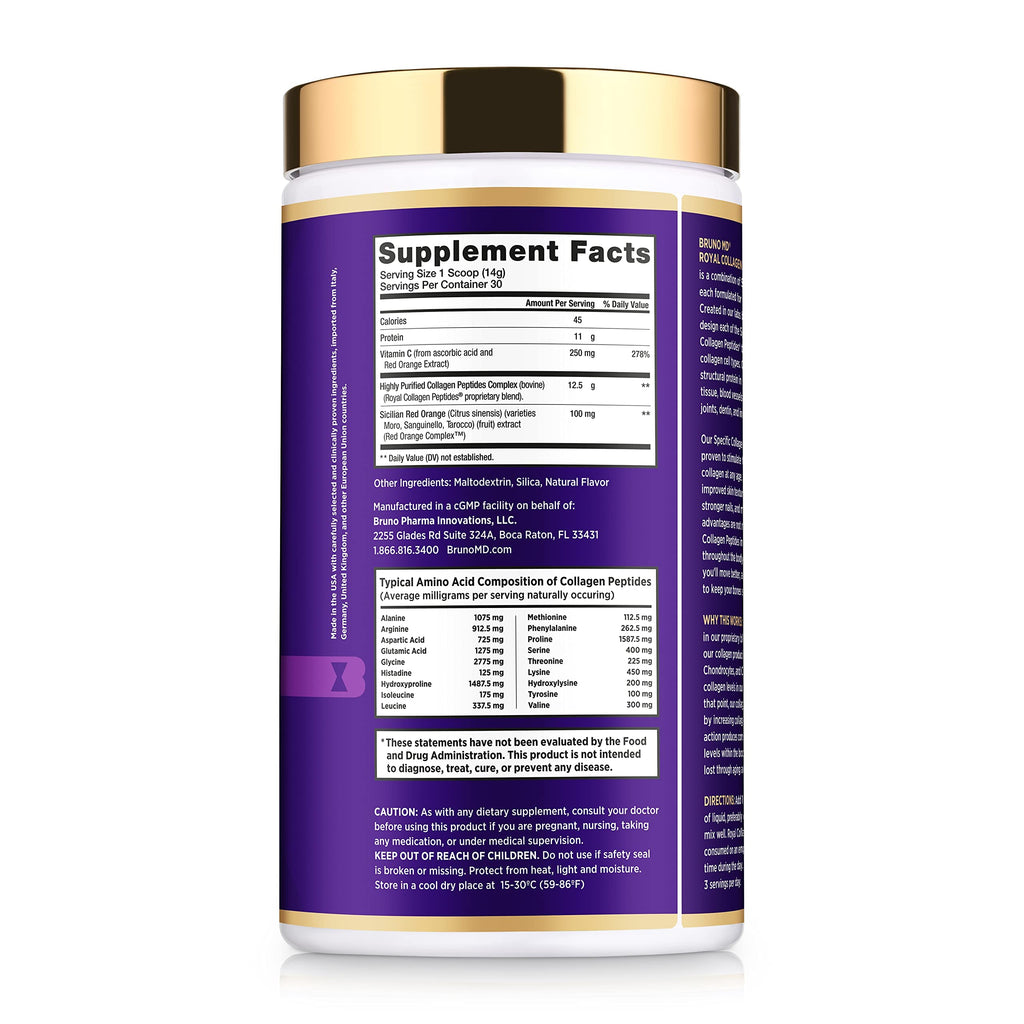BRUNO MD Royal Collagen Peptides Powder with Vitamin C - 14.82 oz - image 2