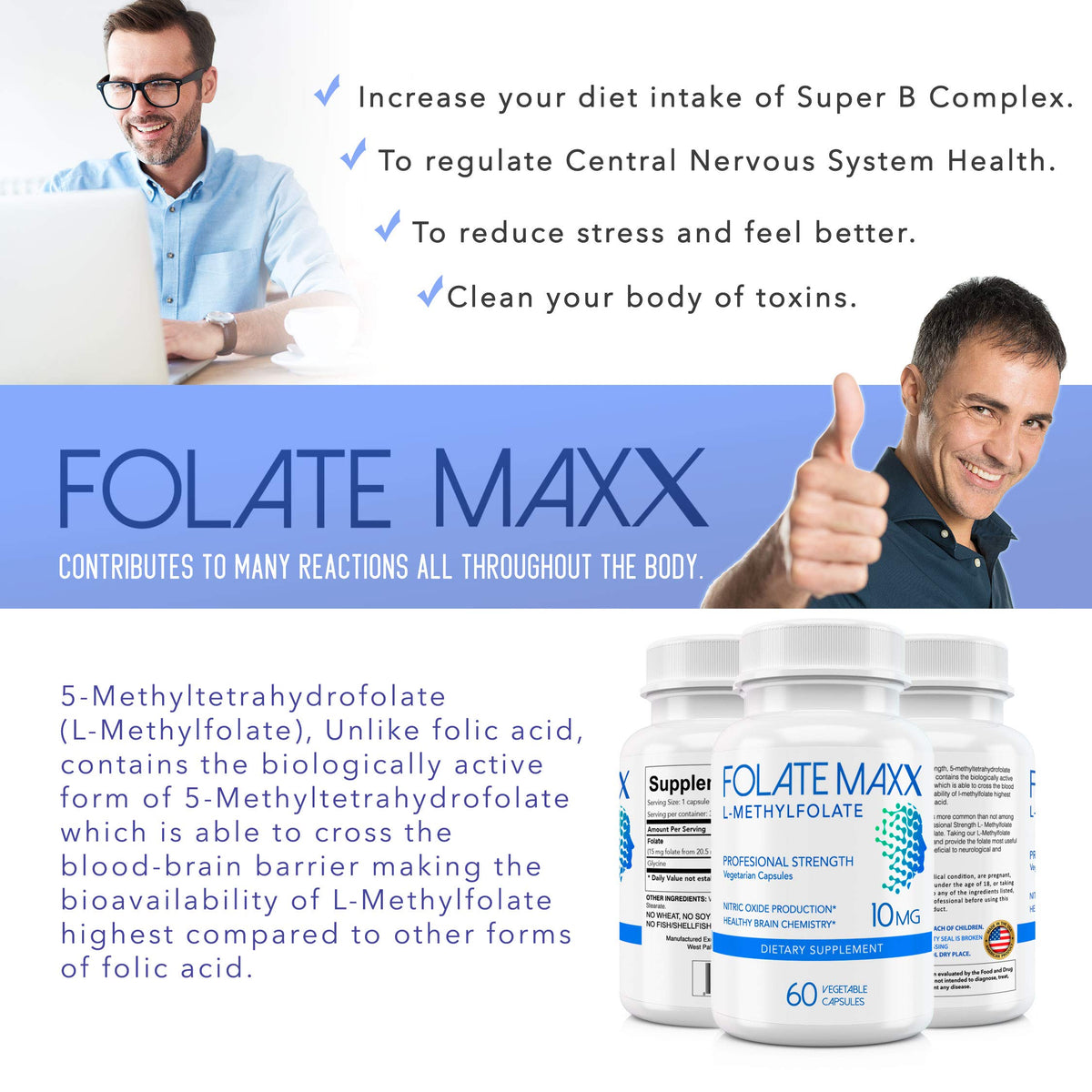 FOLATE MAXX FolateMaxx L-Methylfolate 10 mg 90 Capsules Active Folate