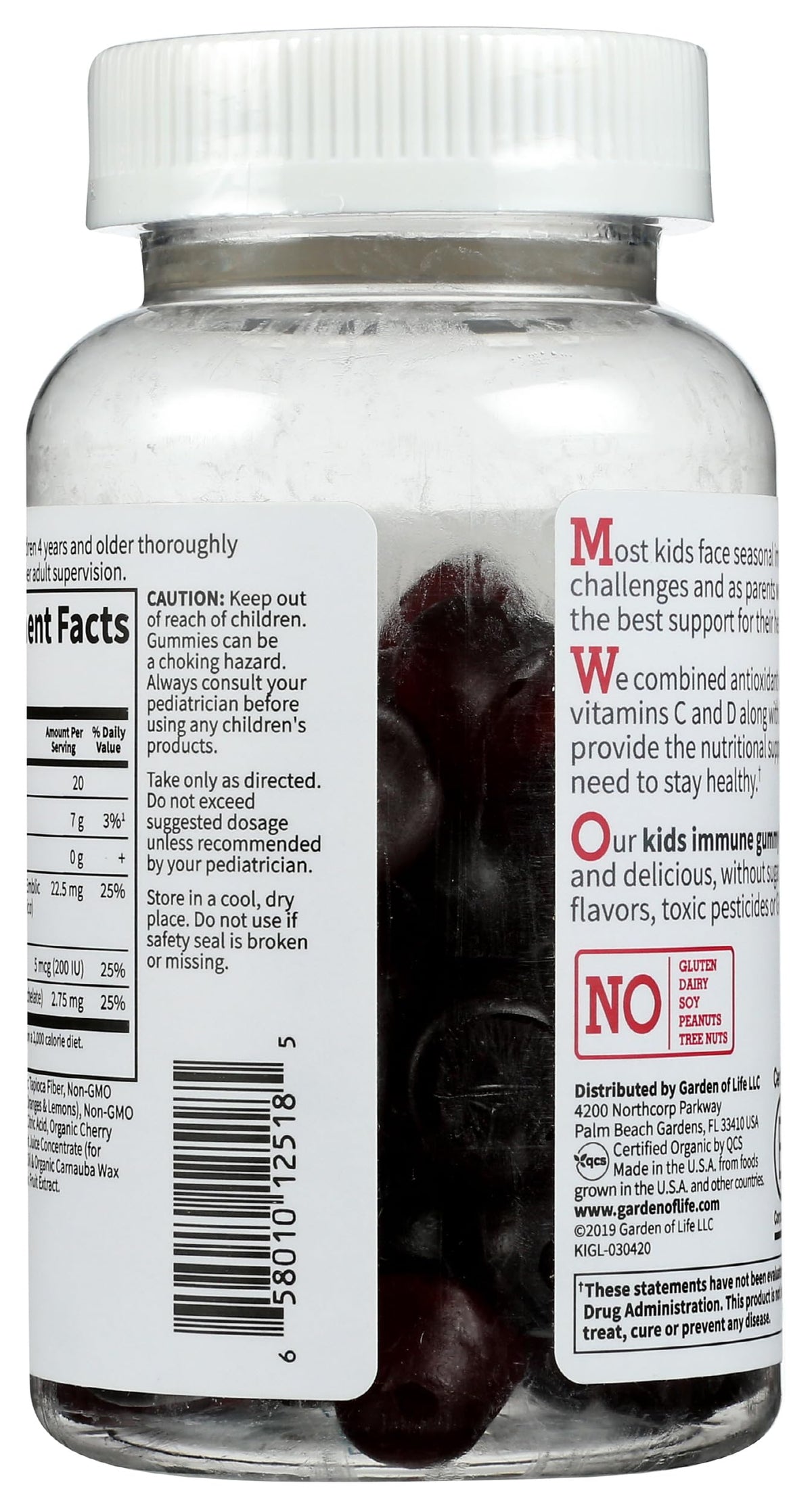 Garden of Life Kids Immune Support Gummies Cherry - 60 Count - image 3