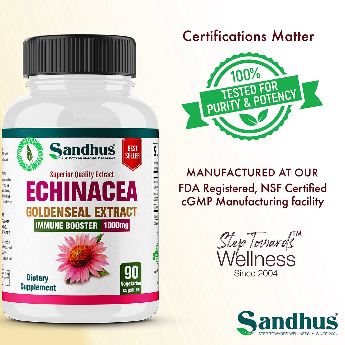 Sandhu's Echinacea Goldenseal Immune Booster - 90 Vegetarian Capsules - image 4