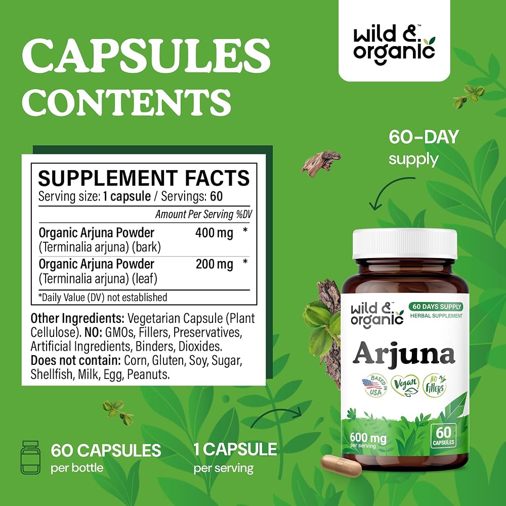 Wild & Organic Arjuna Bark Capsules - Antioxidant Support