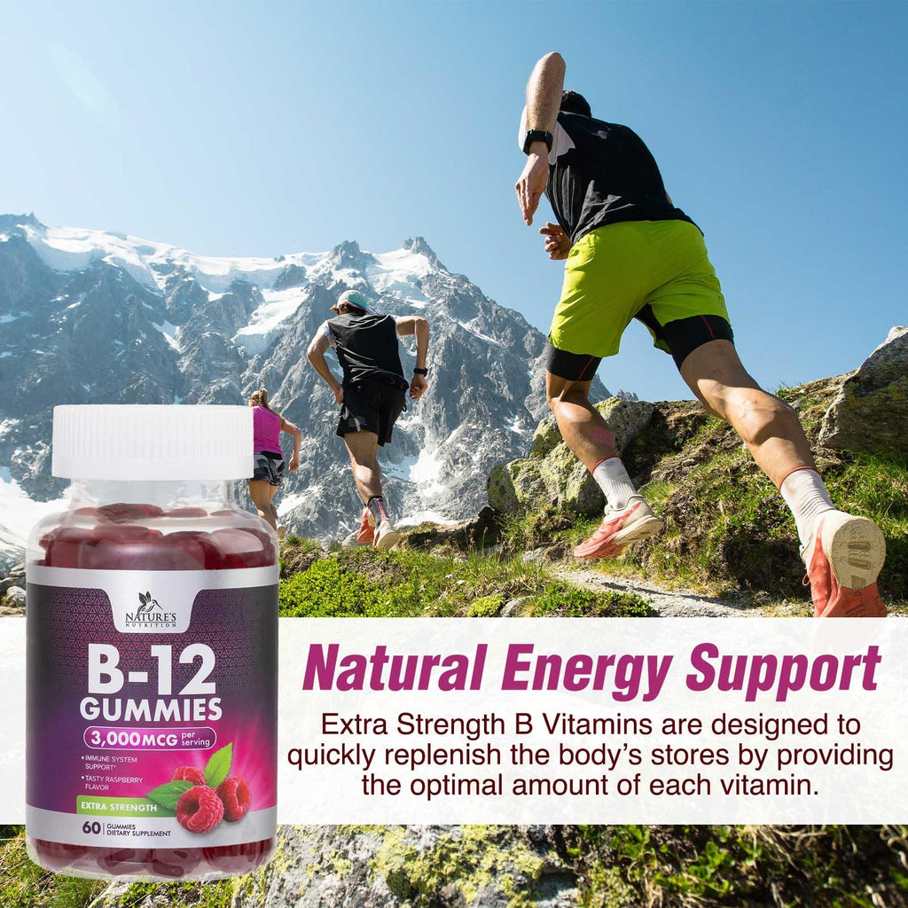 Nature's Nutrition B12 Energy Gummies 3000 mcg per Serving - Extra