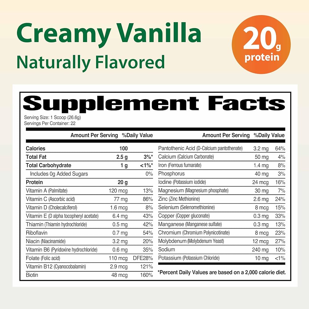 Vitamin Whey Organic Plant-Based Protein Powder Creamy Vanilla - 18 oz - image 2