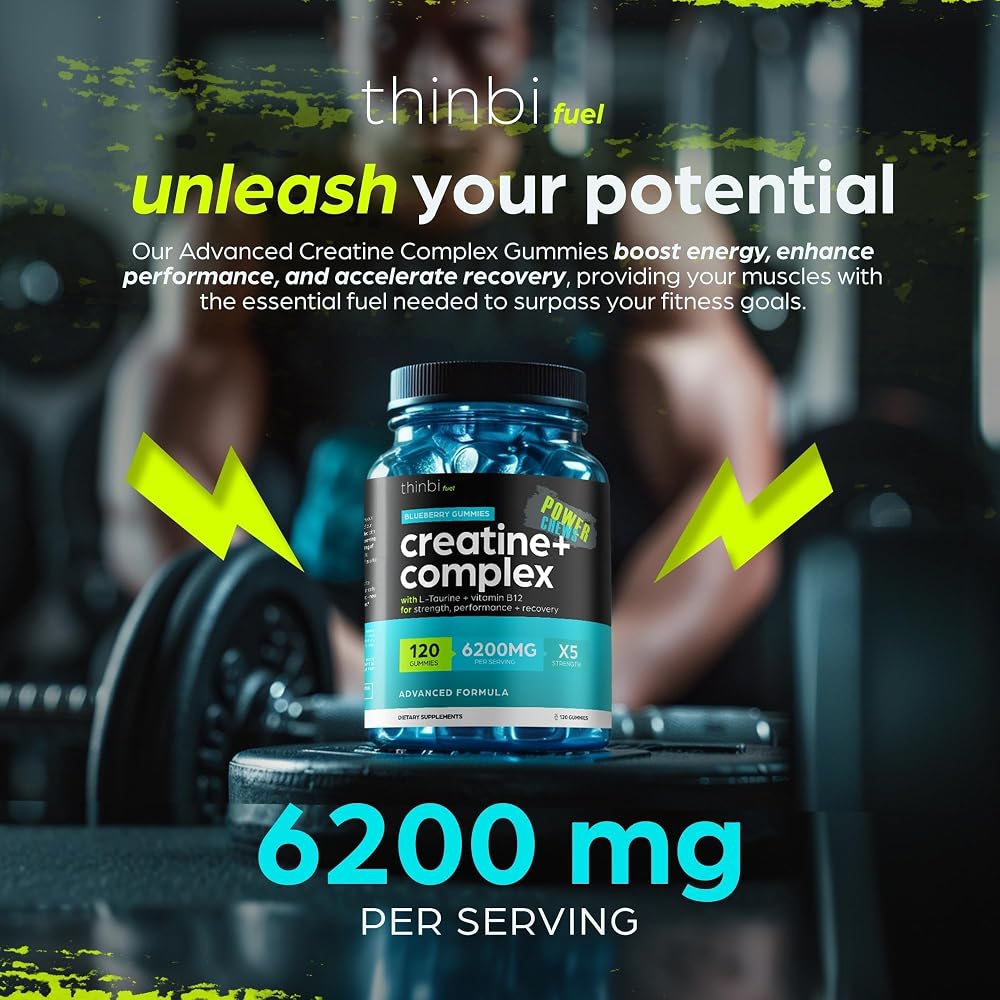Thinbi Creatine Monohydrate Gummies with Taurine - 120 Count - image 7
