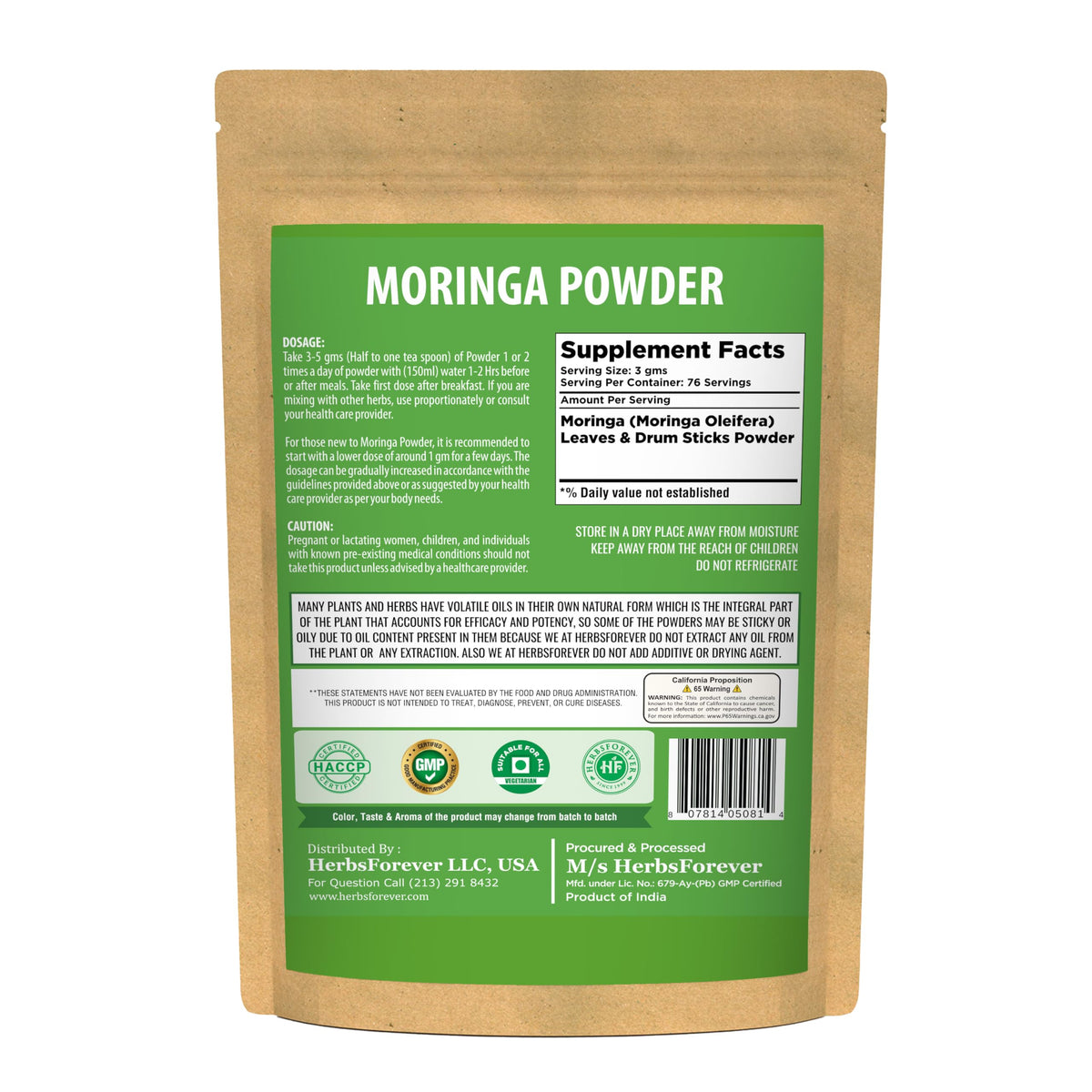 Herbsforever Moringa Oleifera Leaf Powder Supergreen - 230g - image 2