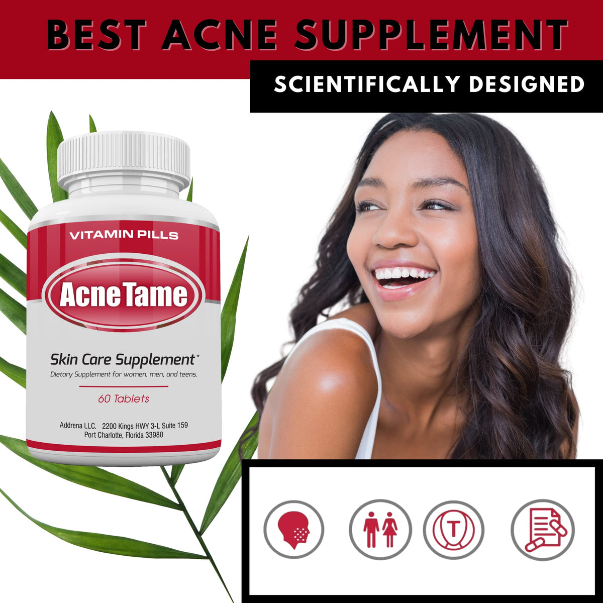 Acnetame Clear Skin Supplements - 120 Tablets - image 3