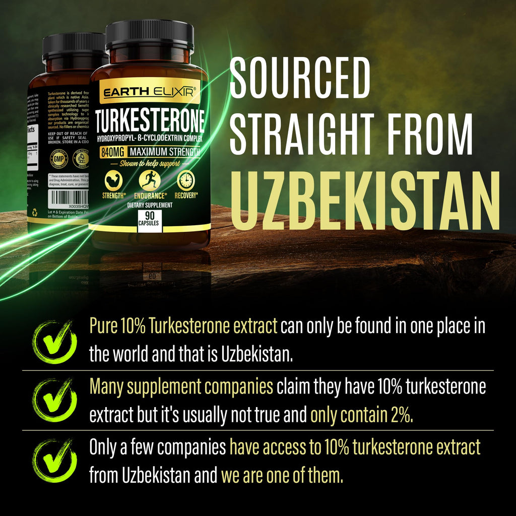 Earth Elixir Turkesterone 840 mg Strength Support - 90 Capsules - image 3