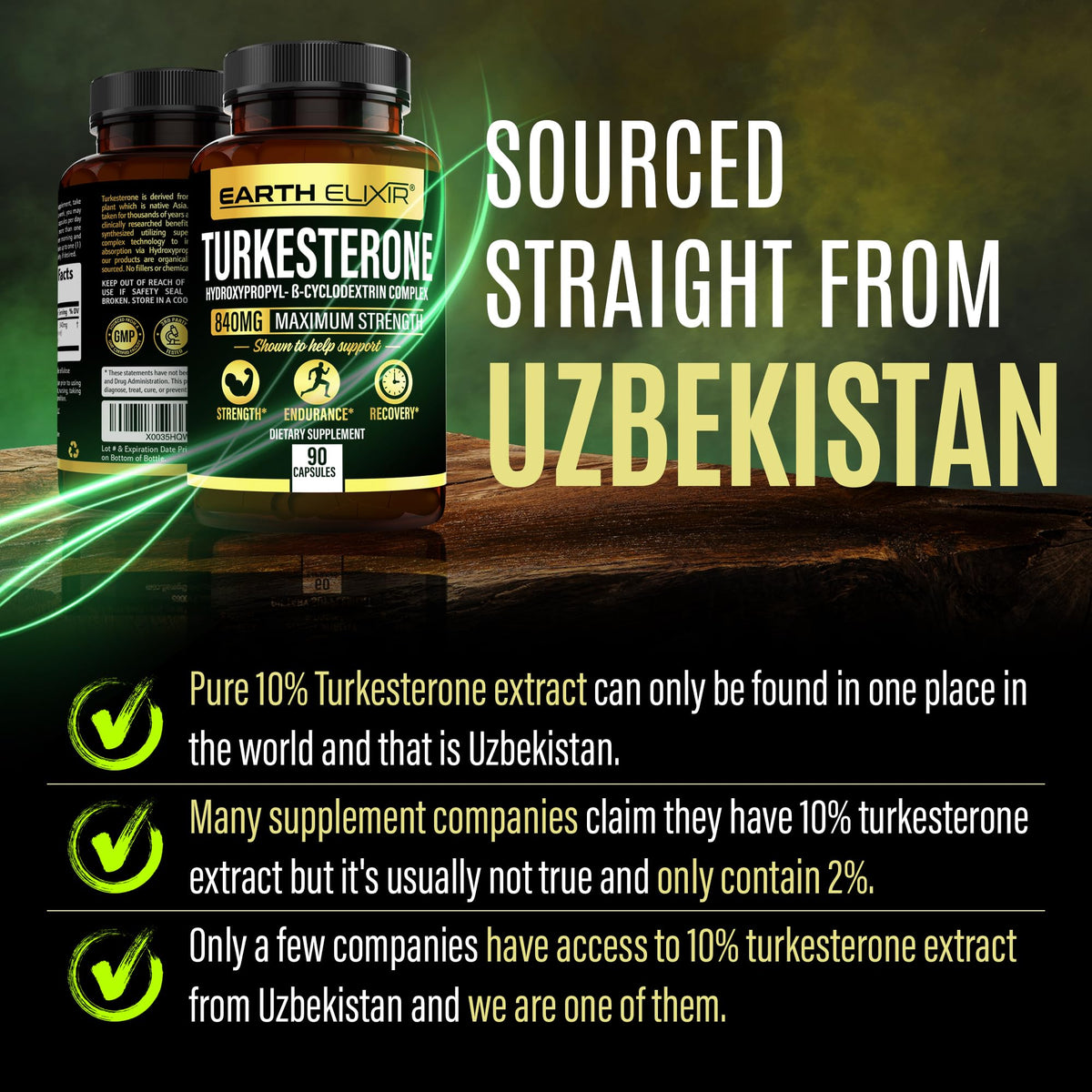 Earth Elixir Turkesterone 840 mg Strength Support - 90 Capsules - image 3