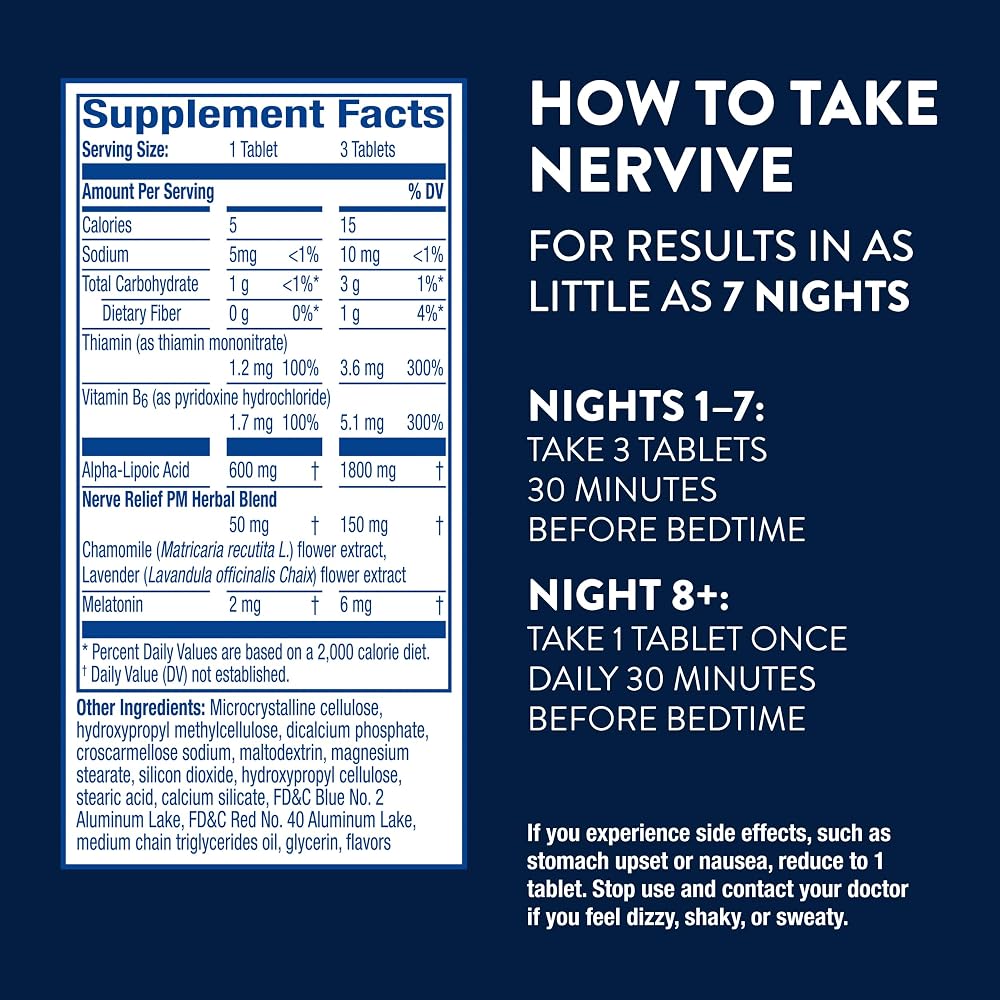 Nervive Nerve Relief PM Sleep Aid with Alpha Lipoic Acid - 30 Tablets - image 5