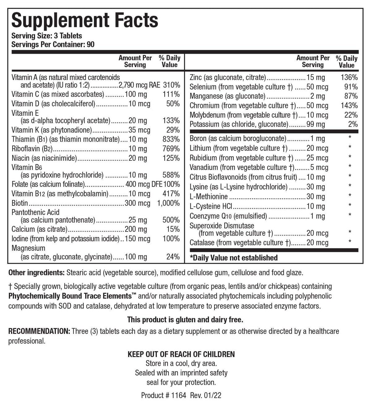 BIOTICS RESEARCH Bio Multi Plus Multivitamin Iron & Copper Free - 270 Tablets - image 4