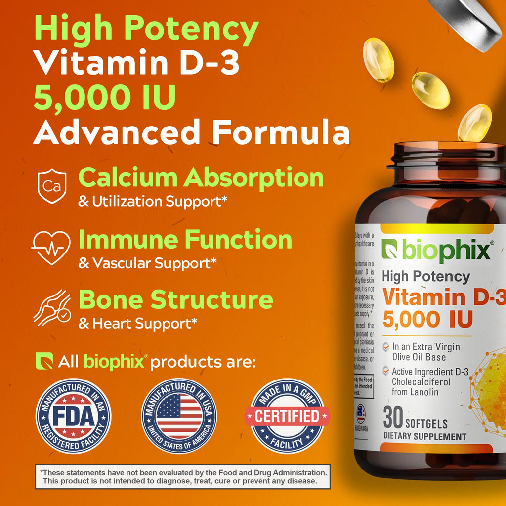 biophix Vitamin D3 5000 IU Softgels - 30 Count - image 5