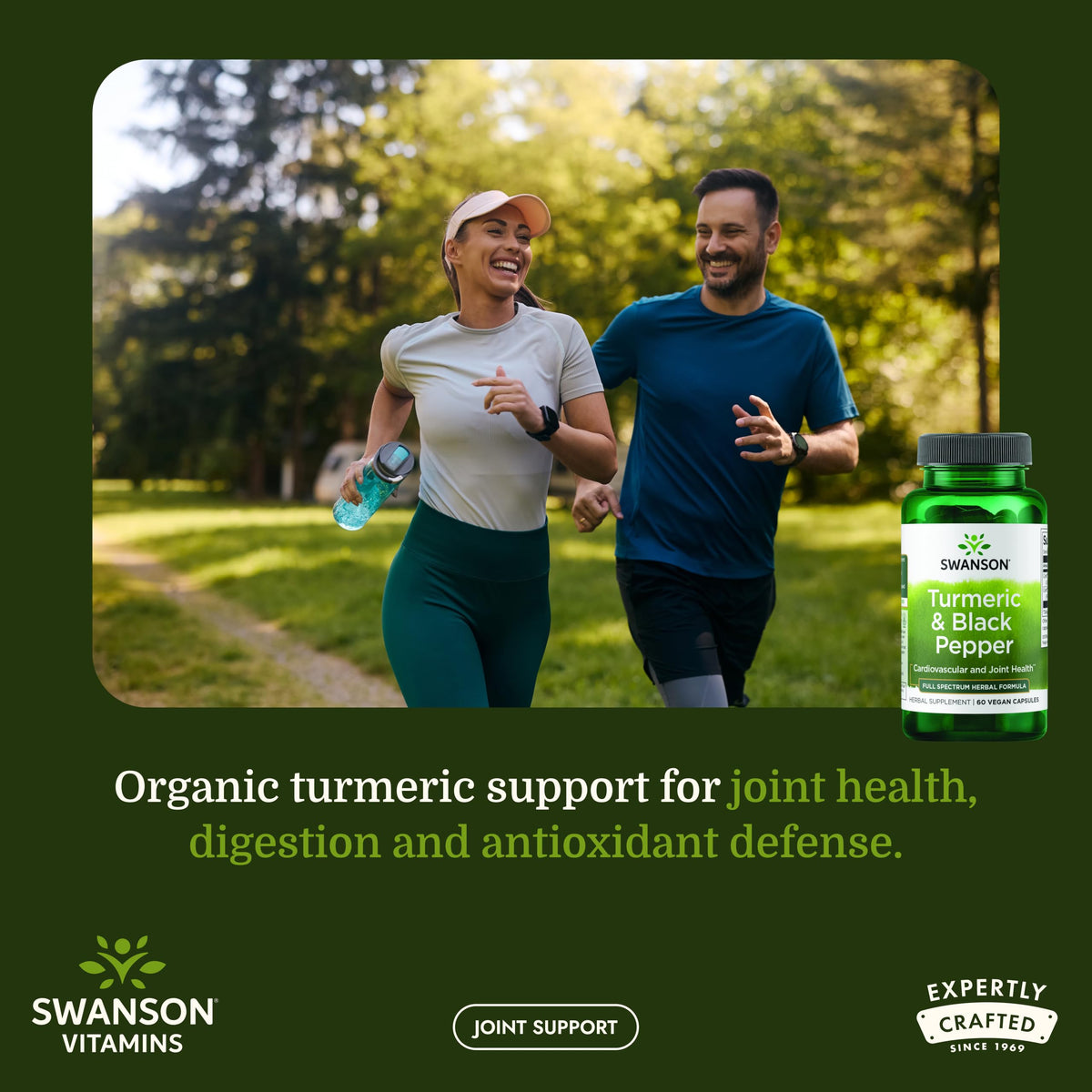 Swanson Organic Turmeric & Black Pepper Joint Health - 60 Vegetarian Capsules - image 2