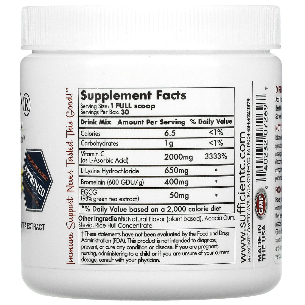 Sufficient-C High Dose Vitamin C Lemon Peach Drink Mix - 3 Pack - image 2