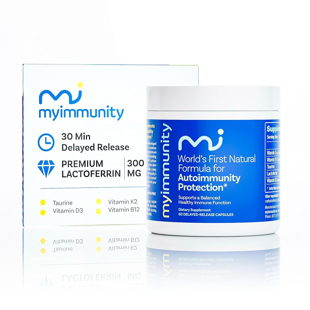 MyImmunity Grass-Fed Lactoferrin 300mg with D3, K2, B12 - 60 Capsules
