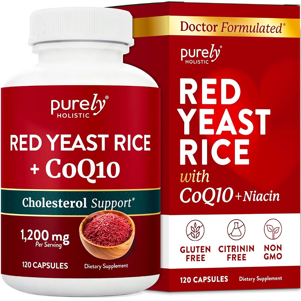 Purely Holistic Red Yeast Rice with CoQ10 Heart Health Support - 120 Capsules