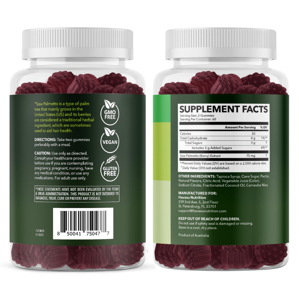HAVASU NUTRITION Saw Palmetto for Men Gummies - DHT Blocker