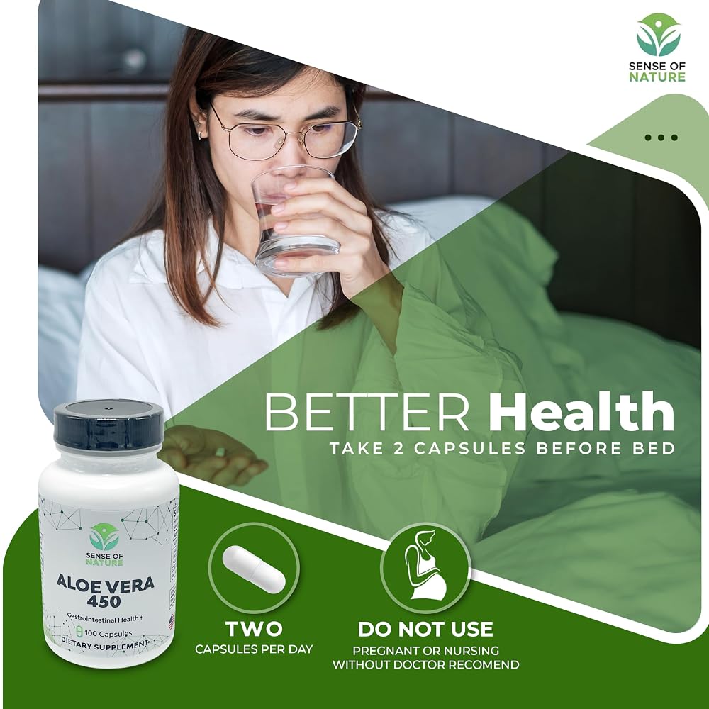 Sense of Nature Aloe Vera 450 Capsules Organic - Digestive Support - image 3