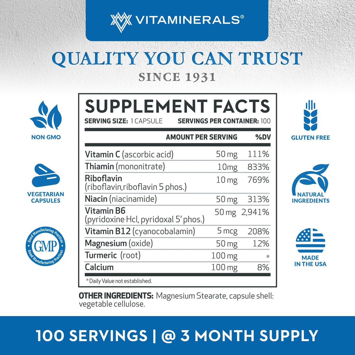 Vitaminerals 56 Ultrasix Nerve Energy Immune Support - 100 Vegetarian Capsules - image 4