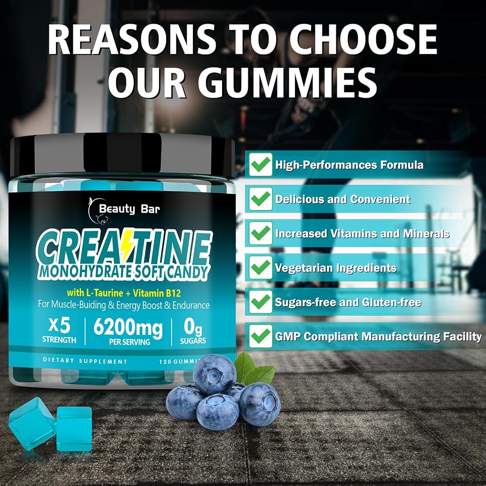 Beauty Bar Creatine Monohydrate Gummies for Muscle Growth - 120 Count - image 3