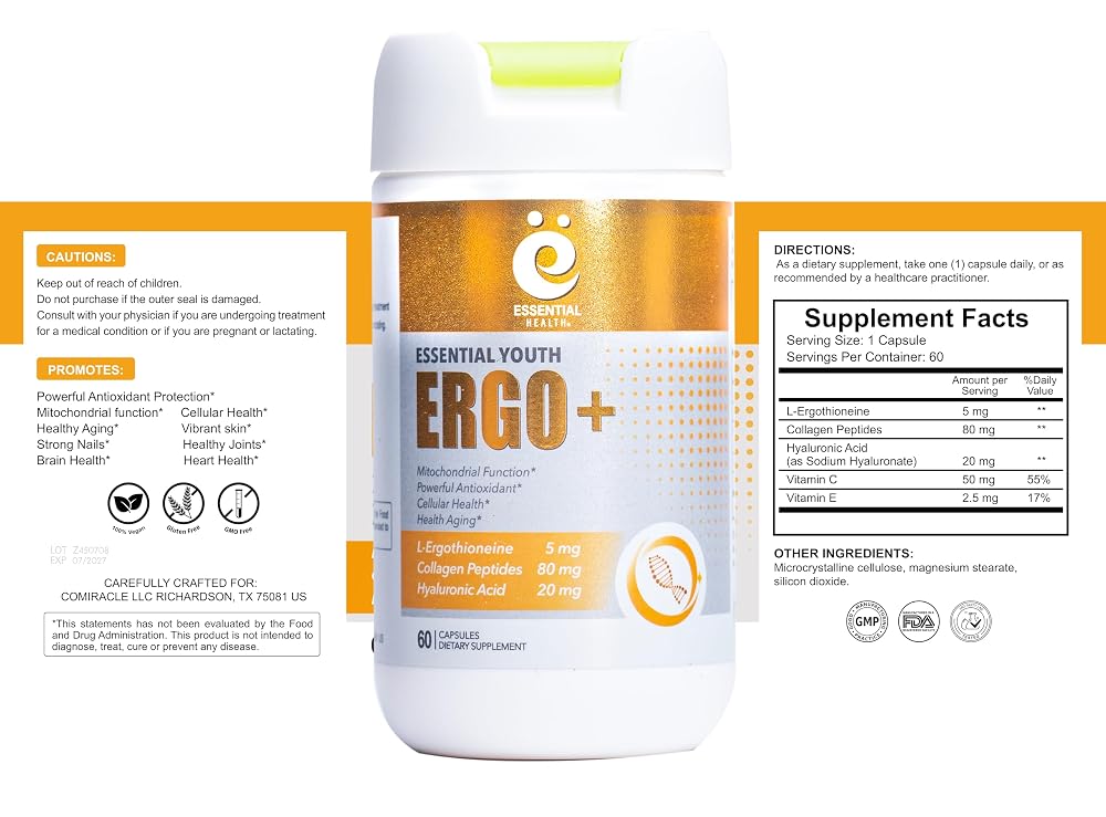 ESSENTIAL HEALTH Essential Youth L-Ergothioneine with Collagen - 60 Capsules - image 3