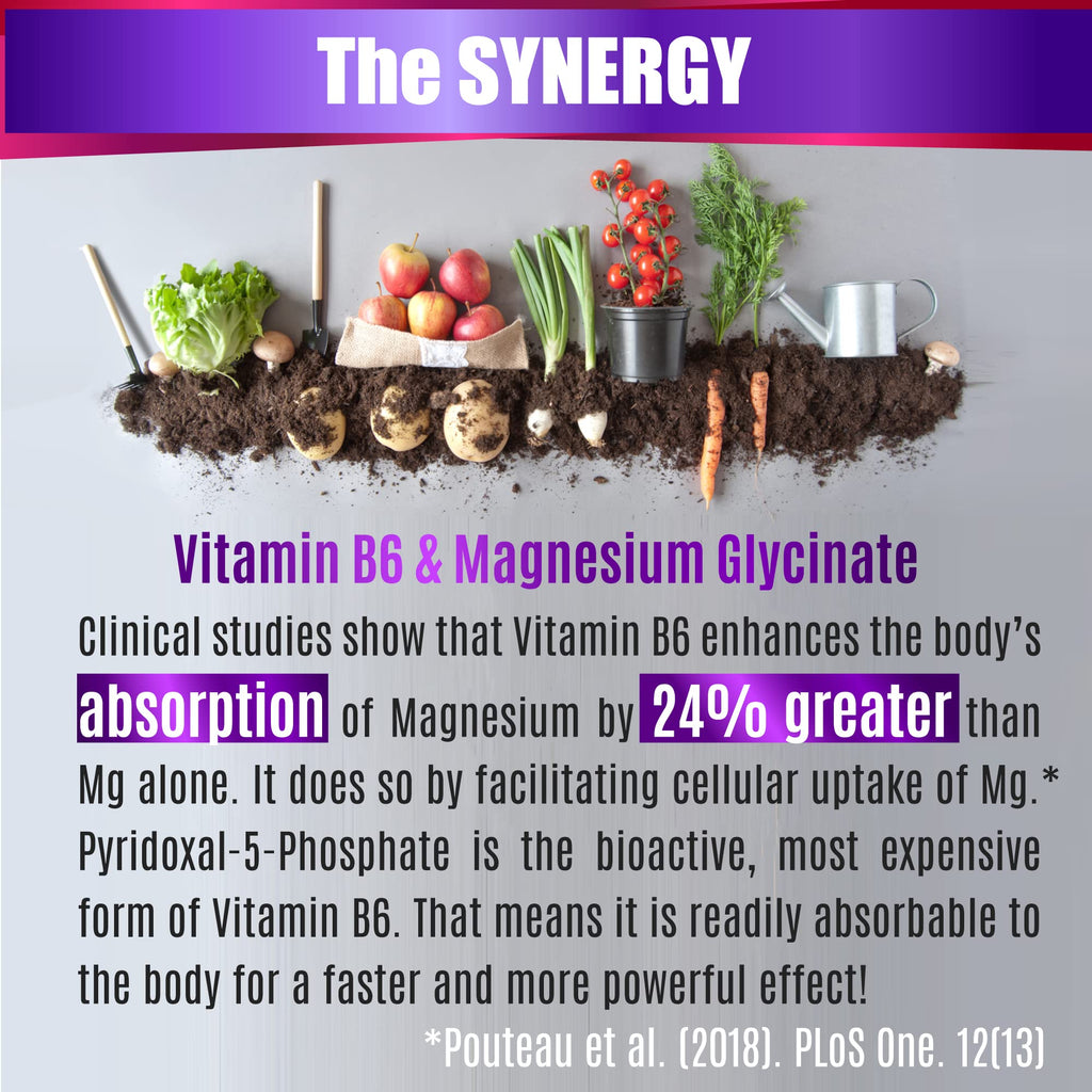 FOLONA Magnesium Glycinate with Vitamin B6 - 180 Capsules - image 3