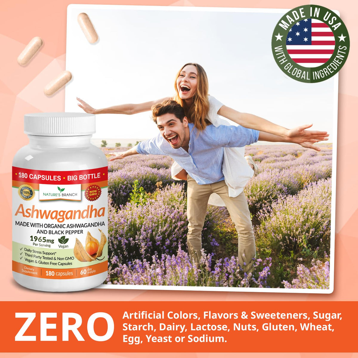 Nature's Branch Organic Ashwagandha with Black Pepper - 180 Capsules - image 8